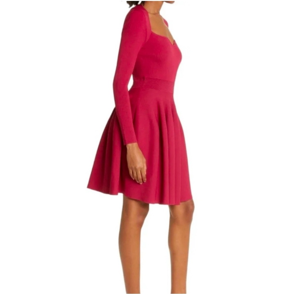 Ted Baker London Deep Pink Viennia Long Sleeve Knit Sweatheart Skater Dress NWT5 - Picture 4 of 14